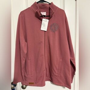 Mauve Zip-Up Hoodie with Monogram